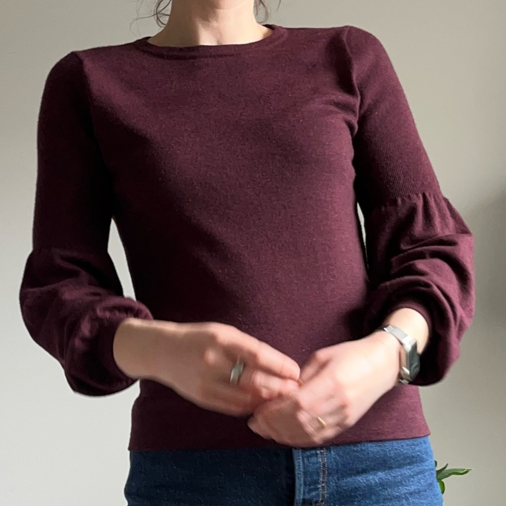 Club Monaco Merino Wool Sweater in Burgundy Size Small